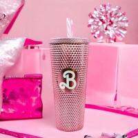 Barbi Studded Tumbler Bling Bling Pink Barbi Cup Barbi Land Water Bottle With Straw Barbe