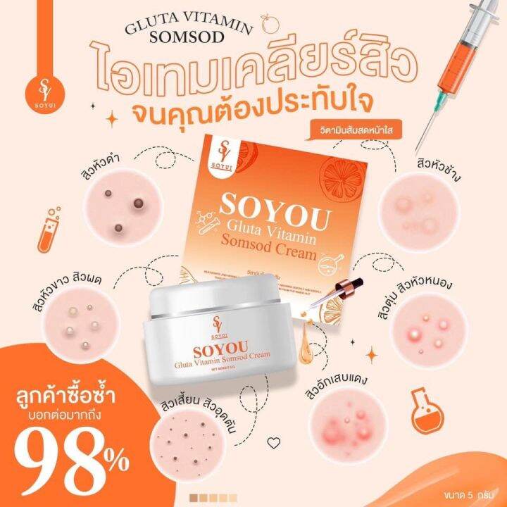 ครีมวิตามินส้มสด-โซยู-กลูต้า-soyou-gluta-ปริมาณ-5g