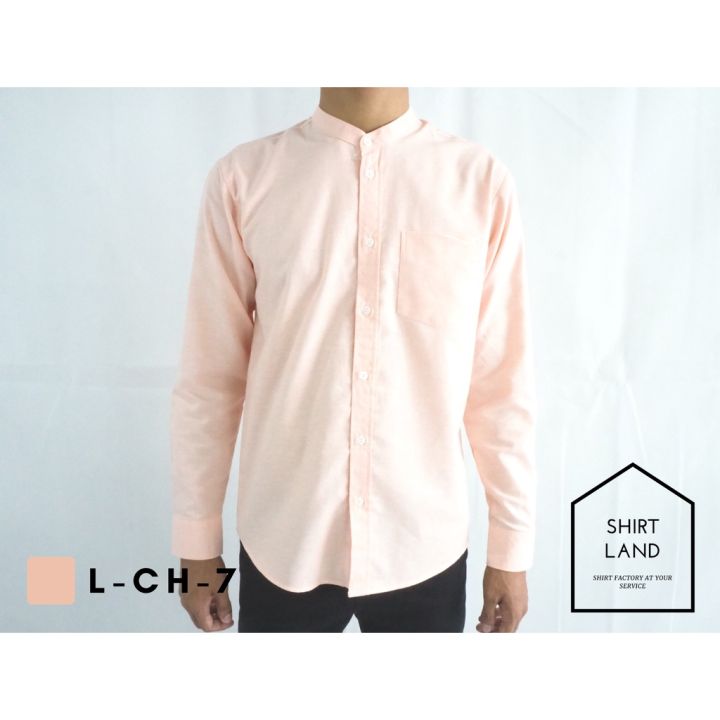 dsl001-เสื้อเชิ้ตผู้ชาย-เสื้อเชิ้ตผู้ชายไซส์ใหญ่-คอจีน-แขนยาว-สีอ่อน-m-l-xl-ผ้า-oxford-เสื้อเชิ้ตผู้ชาย