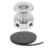 1Pcs Aluminum GT2 16 Teeth 6Mm Bore Timing Belt Pulley Flange Synchronous Wheel for 3D Printer &amp; 1Pcs 6Mm GT2 RF Fiber Glass Reinforced Rubber Timing Belt, 10 M