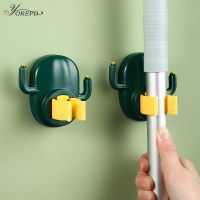 OYOREFD Creative Wall Mounted Broom Holder Cartoon Cactus Mop Holder Home Tools Hanging Fixed Clip Cleaning Tools Organizer Picture Hangers Hooks