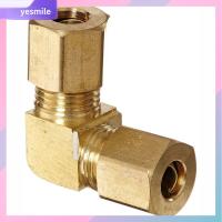 YESMILE 1/4 "X 1/4" หลอด OD การติดตั้งท่อบีบอัด ทองสีทอง ข้อศอก90องศา ใช้ในบ้าน ข้อต่อท่อทองเหลือง น้ำน้ำมันเบนซินน้ำมัน