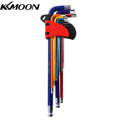 KKmoon ประแจดาวชุด9ขนาดประแจสากล Multicolor L-Key Chrome เหล็กวาเนเดียมเมตริก Hex ชุดกุญแจ