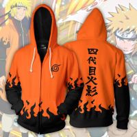 Naruto Zipper Hoodie Anime Zipper Coat 3D Hoodie Jacket Outerwear Casual Tops