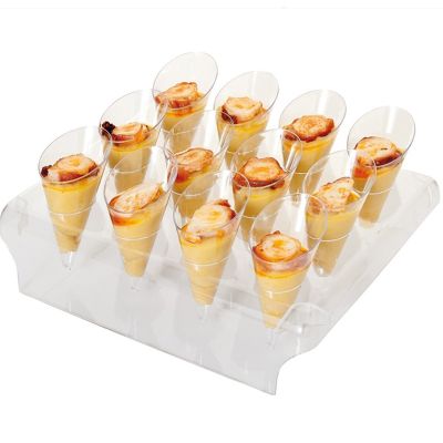 [HOT QIKXGSGHWHG 537] จัดส่งฟรี Home Party อุปกรณ์จัดงานแต่งงานรีไซเคิล Reusable ขนมบุฟเฟ่ต์แสดง12 Mini Cones(45Ml) 12 Mini Spoons