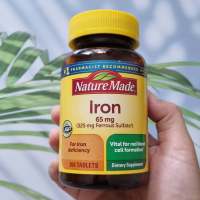 65% OFF ราคา Sale!!! โปรดอ่านรายละเอียดสินค้า EXP: 01/2024 ธาตุเหล็ก Iron 65mg 365 Tablets (Nature Made®)