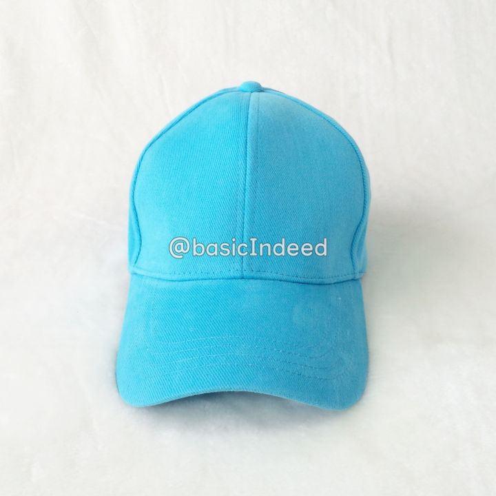 basic-indeed-หมวกแก๊ปสีพื้นทรงสวย-ฟ้าสด