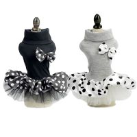 White/Black Dot Princess Dress Pet Clothing Dogs Bowknot for Dog Clothes Small Costume Skirt Cute Yorks Summer Girl Collar Perro