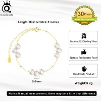 ORSA JEWELS 14K Gold Sterling Silver 3 Pieces Pearl Link Chain Bracelet for Women Adjustable Delicate Vintage Jewelry GPB22