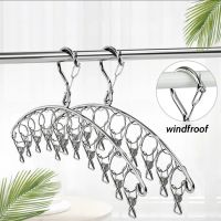 20Pegs Stainless Steel Clothes Drying Hanger Windproof Clothing Rack 20 Clips Sock Laundry Airer Hanger Underwear Socks Holder