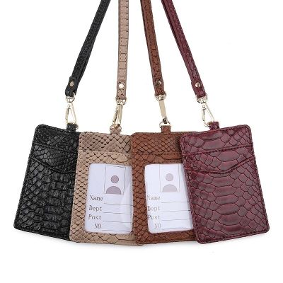 Ladies Bus Card Set ID Men Work Card Holder Embrossed Pattern Wallet Key Bag Fashion Documents Package Clip With Lanyard