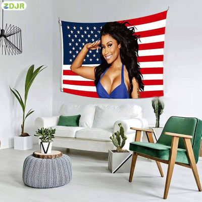 ธงโพลีเอสเตอร์ ZDJR ผ้าธงชาติอเมริกา Nicki ซักได้สำหรับของตกแต่งภายในและภายนอก