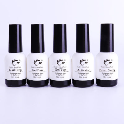 TP 12ml Nail Dip Powder Gel Starter Kit Activator Prep Top Base Coat No Lamp gel Cure Brush Saver Acrylic Art Dipping Powder Set