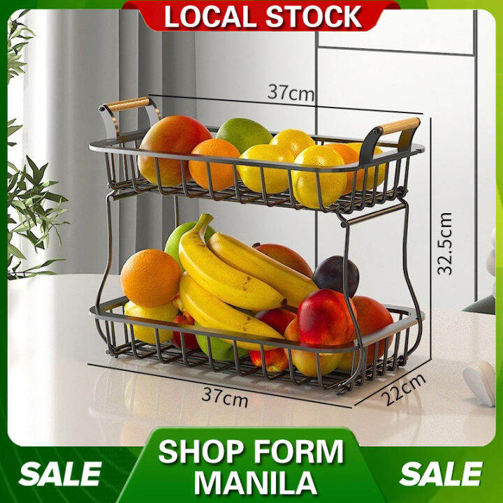 2-Tier Fruit Basket for Table Display Fruits Stand Detachable ...