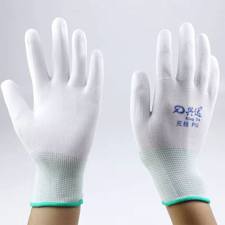 ถุงมือป้องกันไฟฟ้าสถิตย์ป้องกันไฟฟ้าสถิต-esd-ถุงมือทำงานอิเล็กทรอนิกส์ไนล่อน-pu-ถุงมือเคลือบนิ้วพีซีคอมพิวเตอร์-antiskid-นิ้วป้องกัน