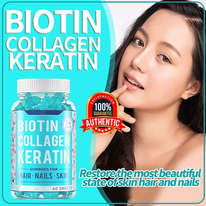 Imported Biotin Collagen Gummy Health Supplements Anti Hair Loss Skin Care Effect High Vitamin 4060