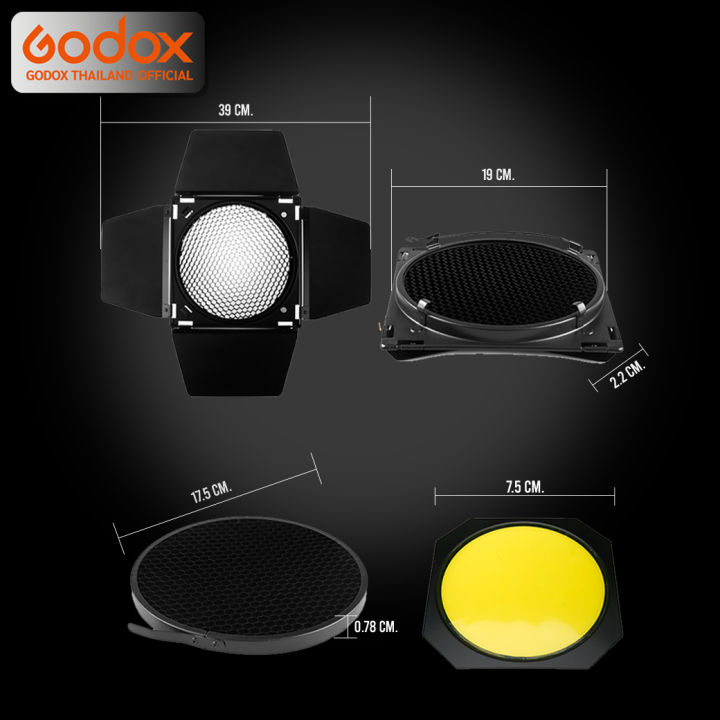 godox-bd-04-accessories-kit-for-flash-led-ใส่บน-standard-reflector-7-inch-barndoor-honeycomb-color-gel-4