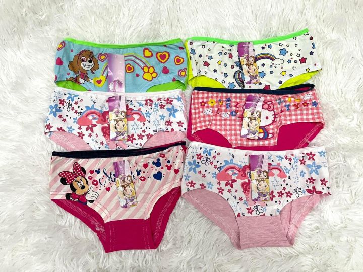 COD 6PCS PANTIES HIGH QUALITY COTTON SPANDEX ASSORTED CUTE PRINTS IN ONE  PACK FOR KIDS