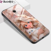 Jizetin เคสใส่โทรศัพท์กระจกกันกระแทกสำหรับ Xiaomi Redmi 5 Plus Redmi 6 6A Redmi 6 Pro 3D ยิ้มชุดเจ้าหญิงกระจกเทมเปอร์กรอบที่อยู่อาศัย