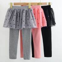 【CC】 Children Leggings Calf Length Pants Cartoon Mesh Trouser Skirt Trousers Kids 2-7Years