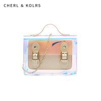 CHERL &amp; KOLRSกระเป๋าสะพายข้างโปร่งใส Pvc เลเซอร์กระเป๋าโซ่ฉบับภาษาเกาหลีกระเป๋าครอสบอดี้แฟชั่นของผู้หญิง