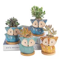 Creative Personality Succulent Plant Pot Fox Animal Flower Pot Rough Pottery Breathable Desktop Potted Home Decoration Bonsai