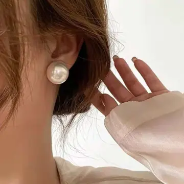 Amazon.com: Big Pearl Earrings Oversized Classic Faux Round Studs White  Simulated Large Pearl Earrings for Women -12mm: Clothing, Shoes & Jewelry