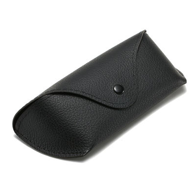 Glasses Accessories Rectangular Glasses Bag Black Lychee Pattern Button Soft Bag Leather Glasses Case
