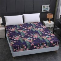 LAGMTA 1pc 100 polyester fitted sheet plant printing mattress cover sheet Four corners with elastic band bed sheet