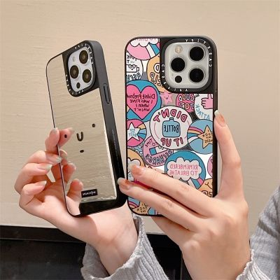 Casetify เคสโทรศัพท์มือถือ TPU กันกระแทก ลายตัวอักษร มีกระจกมองข้าง สําหรับ iPhone 14 Pro MAX 11 12 13 Pro MAX 14 Plus