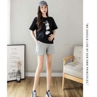 Solid Color Maternity Casual Shorts Cotton Pregnancy Pant