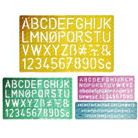 +【】 4Pcs Assorted Colors Alphabet Letter Stencil Drawing Template DIY Painting Reusable Home School 4 Sizes For Kids Plastic Ruler