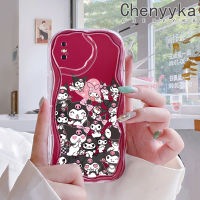 เคส Chenyyka สำหรับ iPhone X Xs Xr Xs Max ซิลิโคนใสลายการ์ตูนขอบคลื่น Kuromi น่ารักเคสมือถือกันกระแทกเนื้อครีมปลอกอ่อนใสป้องกันเลนส์กล้องเคส