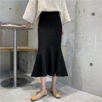 Temperament of the spring and autumn period new sexy high waist cultivate ones morality knitting tail wrapped hip falbala long skirts tide