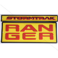 2 ชิ้น โลโก้ใหญ่ RANGER สีแดง ติดร่อง ฝากระโปรงท้าย + STORMTRAK สีดำขอบแดง สำหรับ ฟอร์ด เรนเจอร์ สตอร์มแทรค New Ford Next Gen Ranger 2022 2023