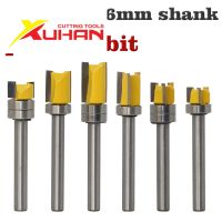 1PC 6mm Shank แม่แบบ Trim บานพับ Mortising Router Bit Straight end mill trimmer ทำความสะอาด flush trim Tenon Cutter forWoodworking