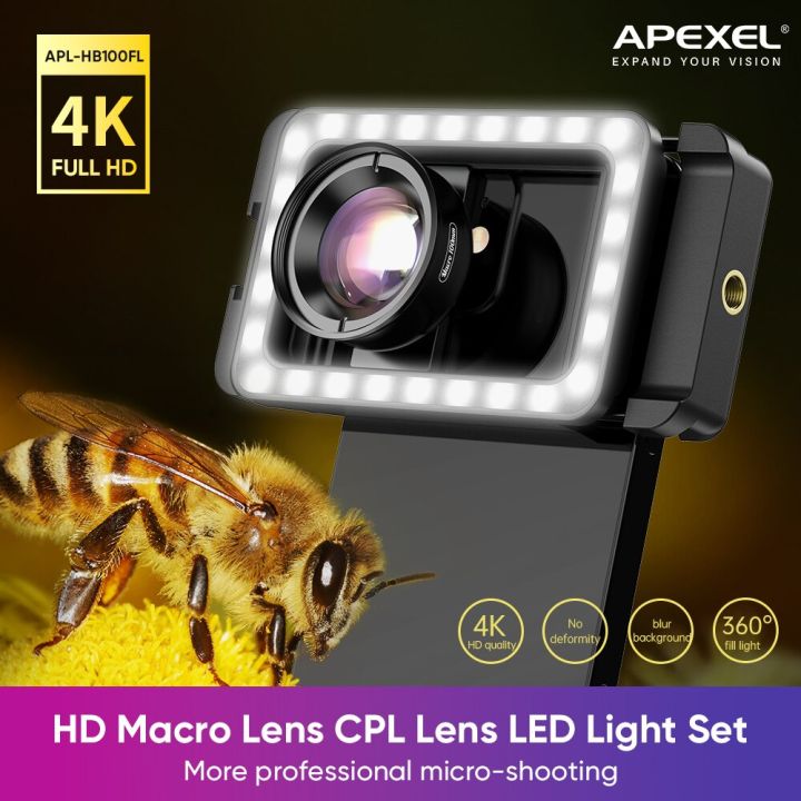 apexel-hd-macro-lens-with-multiftional-clip-led-light-2700-6500k-type-c-charging-for-gopro-canon-camera