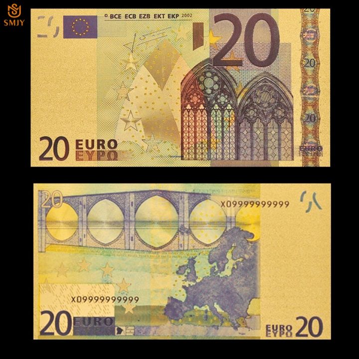 ออนไลน์24k-ชุบทองสกุลเงินยุโรป20ยูโรเงินฟอยล์สีทองแบบจำลองคอลเลกชันธนบัตรกระดาษเงินจริง