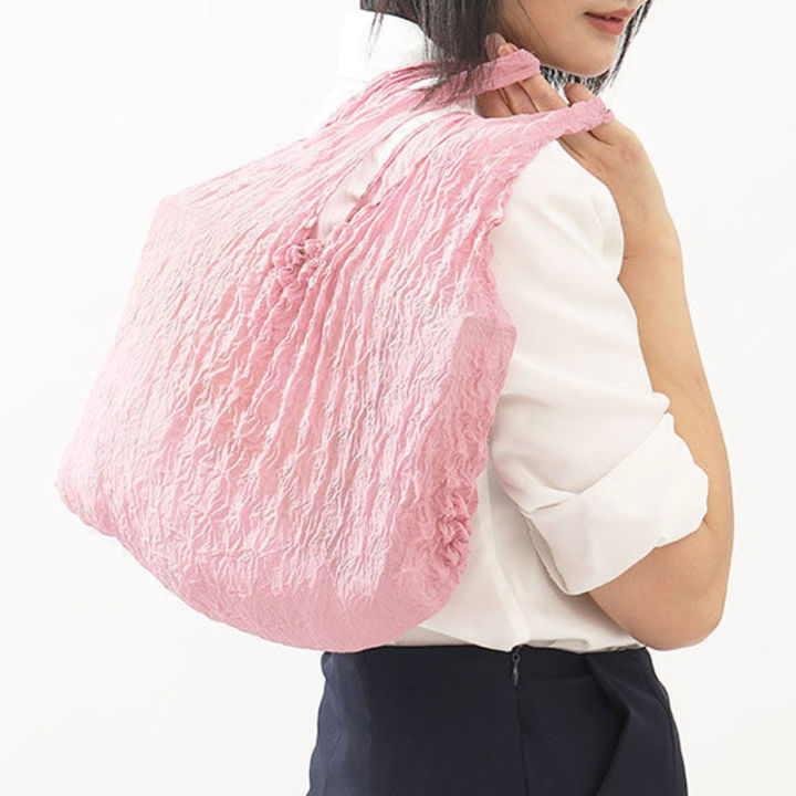 stretch-elastic-large-bag-bubble-capacity-portable-mini-tote-fold-pleated-expansion