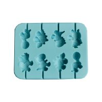 Dinosaur Shapes Silicone Lollipop Molds 8 Holes Cartoon DIY Chocolate Candy Cake Decorating Moulds Baking Utensils