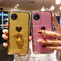 เคสโทรศัพท์ Vivo Y02t Y02a 2023 Y02พร้อมที่ใส่แหวนดีไซน์เคลือบเงาเลื่อมนิ่มโปร่งใสกันกระแทกปลอกซิลิโคนเคส Vivo Y02t 2023ใหม่เคสโทรศัพท์ฝา