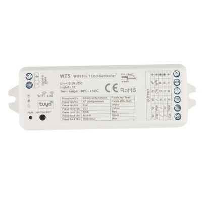 Tuya LED Controller 5 in 1 Dimmer CCT RGB RGBW RGBWW RGBCCT Strip Smart Life Wifi 2.4G RF Remote Controller 12-24V WT5