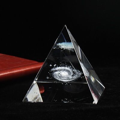 ；。‘【； Quality Shinning  3D Laser Galaxy Crystal Pyramid Decoration Crafts Ornament  Figurines  Miniatures Home Decoration Accessories