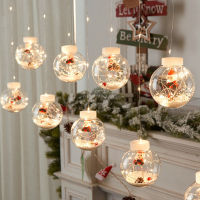 Christmas Navidad LED Holiday Decoration Lamp With Ball Santa Tree Curtain String Light For New Year 2022 Decor Home Light