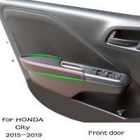 ปกหนังที่พักแขนบนประตูรถยนต์สำหรับ Honda City 2014 2015 2016 2017 2018 2019 GM6ประตูรถขอบปกหนังรถยนต์1คู่