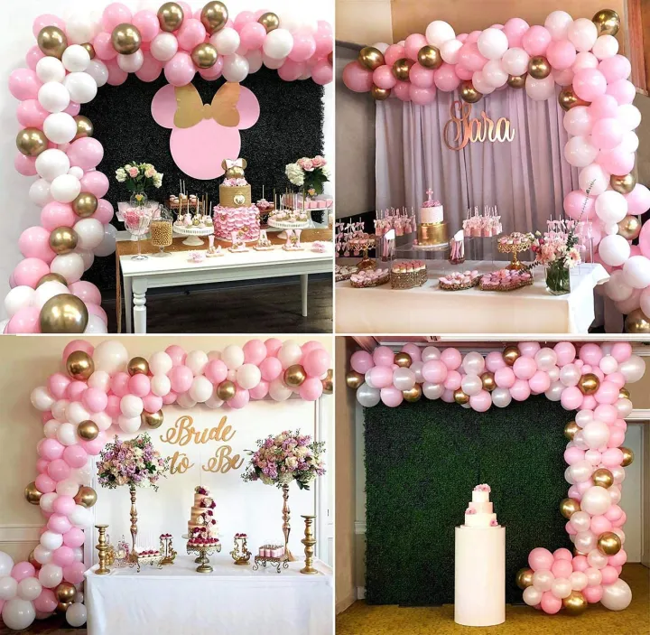decor need party 115pcs Pink White Gold Balloons Pack for Girl Birthday Baby  Shower Bachelorette Party Centerpiece Backdrop Background Decorations  KB-005 | Lazada PH
