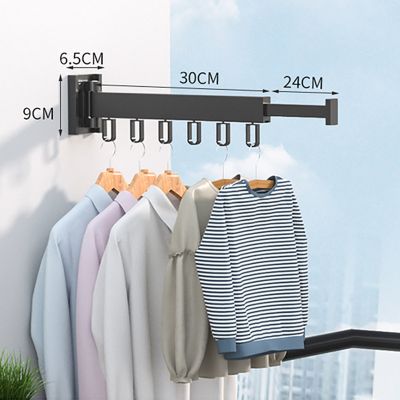 Folding Clothes Hanger Wall Mount Retractable Cloth Drying Rack Aluminum Laundry Clothesline Space Saving Drying
