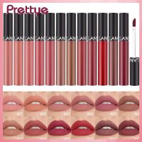 Prettye LANGMANNI 12สีเคลือบลิปเคลือบริมฝีปากไม่ติดหน้าง่ายถ้วยคงทนผิวคล้ำสูงลิปสติกเหลวแต่งหน้า