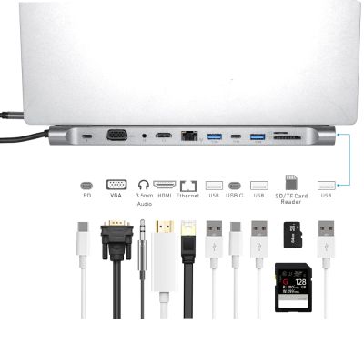 【✆New✆】 jhwvulk Deepfox ประเภท C ฮับถึง3.0 Usb Hdmi 4K Rj45ฮับ Usb สำหรับ Macbook อุปกรณ์เสริมแบบโปรตัวแยก Usb หลาย11พอร์ตประเภท C ฮับฮับ Usb-C