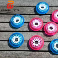 64มม. 68มม. 70มม. 72มม. 76มม. 80มม. เด็ก Roller Skates รองเท้าล้อ88A อินไลน์สเก็ต Patins ยาง Blue Rose เด็กสเก็ต Rodas 8Pcs